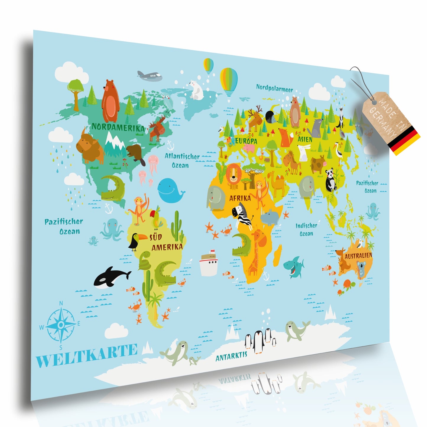 Poster: Weltkarte für Kinder; Größe: 59,4 x 42 cm