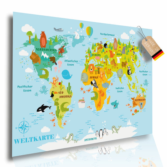 Poster: Weltkarte für Kinder; Größe: 59,4 x 42 cm