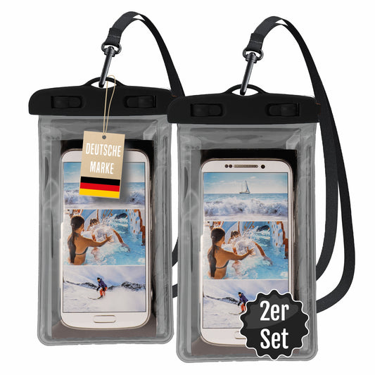 Active Peak 2er Set wasserdichte Smartphonetasche; Schwarz