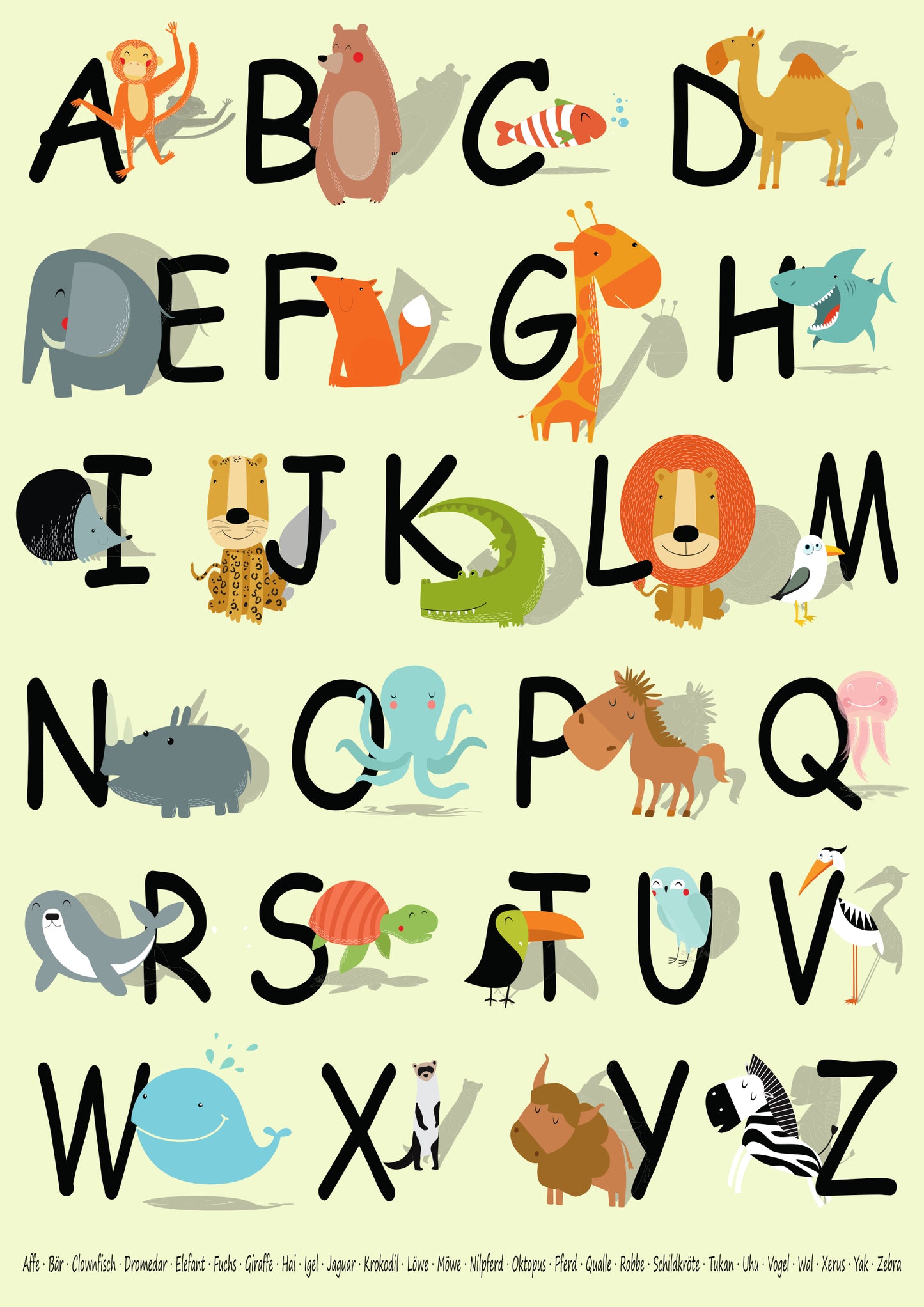 Poster: Tier ABC für Kinder; Größe: 59,4 x 42 cm