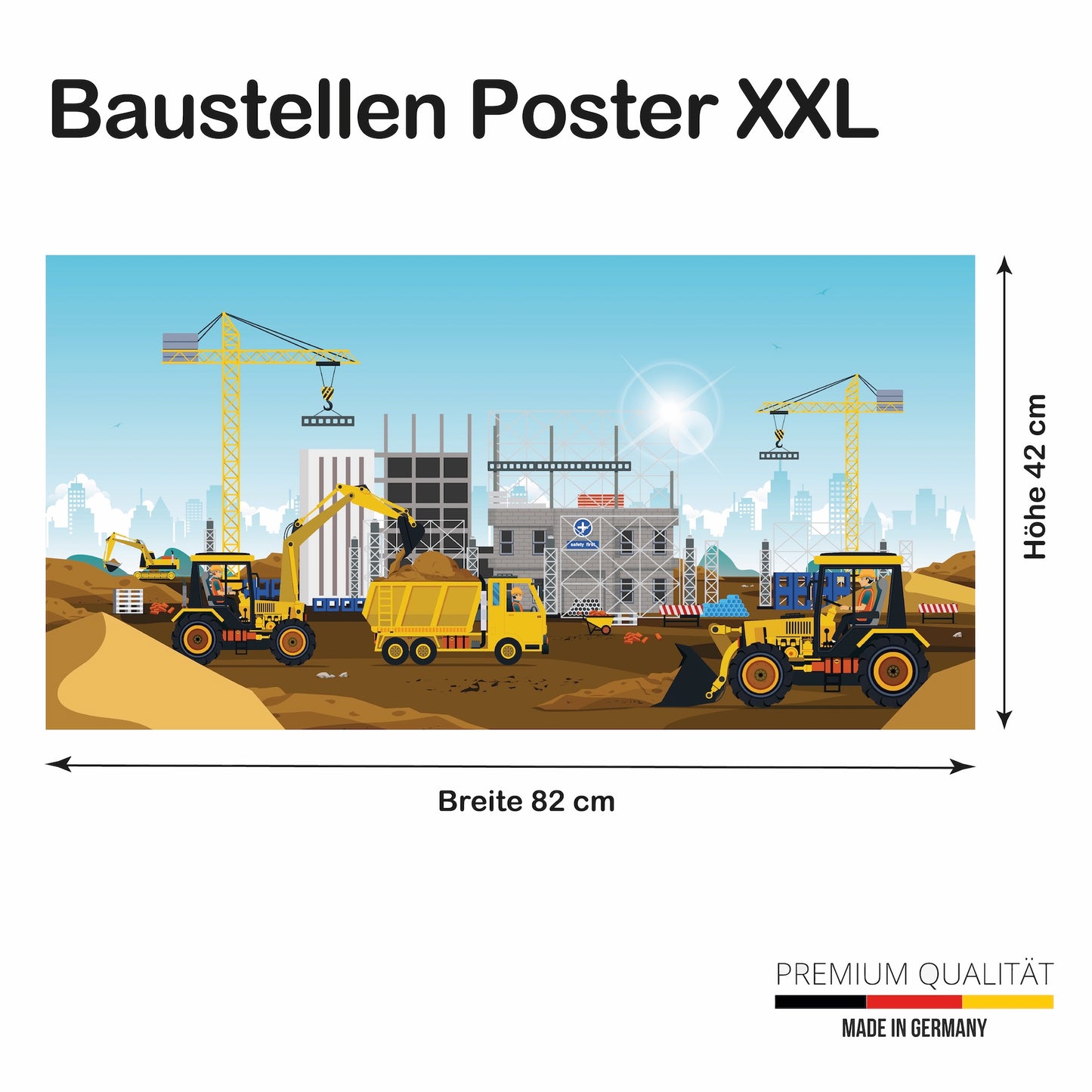 Baustellen Poster  82 x 42 cm