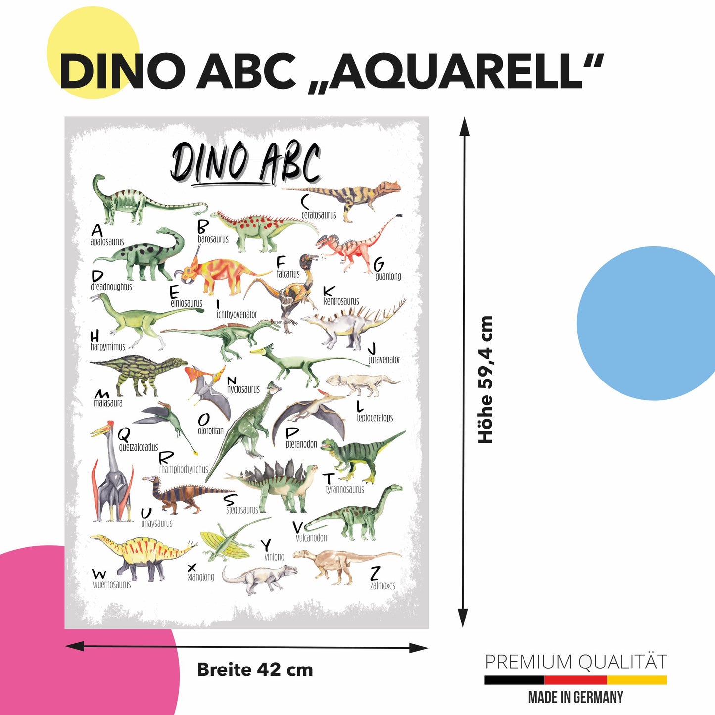 Kinderposter ABC Poster Dinosaurier 42 x 60 cm