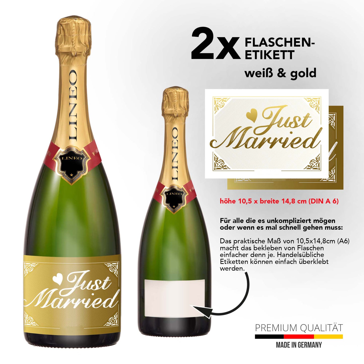 Hochzeit Flaschenetiketten Just Married 2er Set