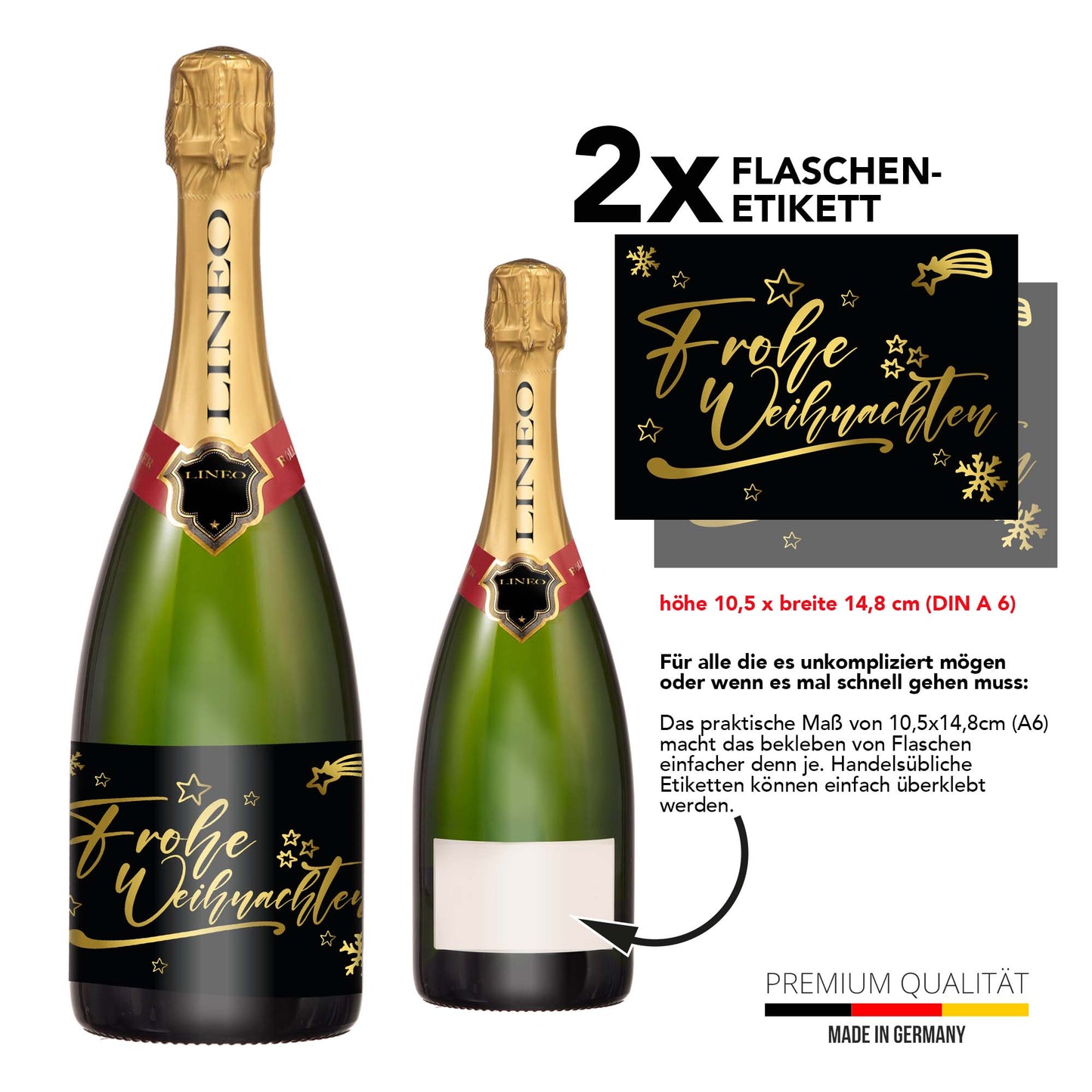 Flaschenetiketten Frohe Weihnachten 2er Set