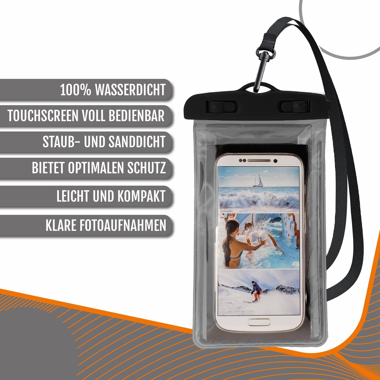 Active Peak 2er Set wasserdichte Smartphonetasche; Schwarz