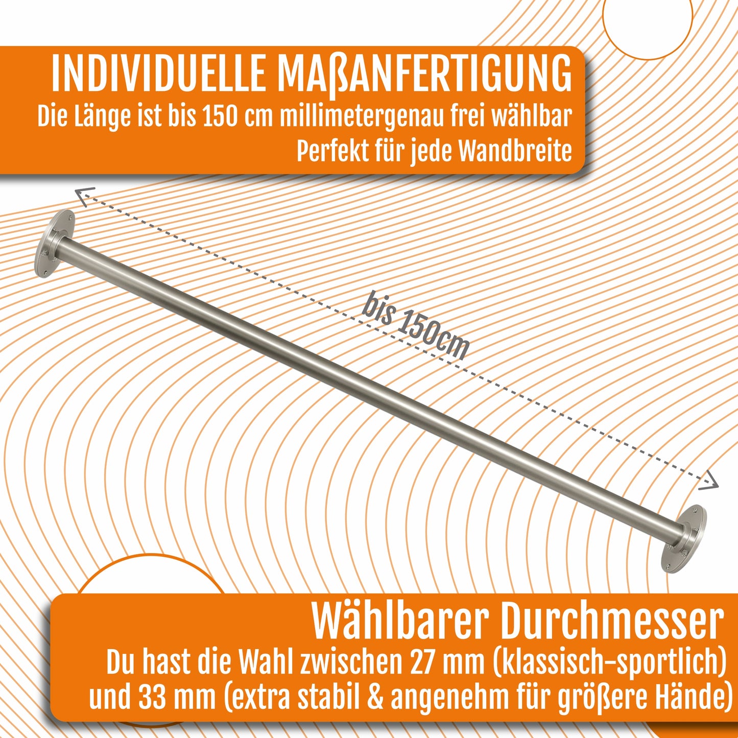 Klimmzugstange aus Edelstahl Maßanfertigung inkl. Befestigungsmaterial