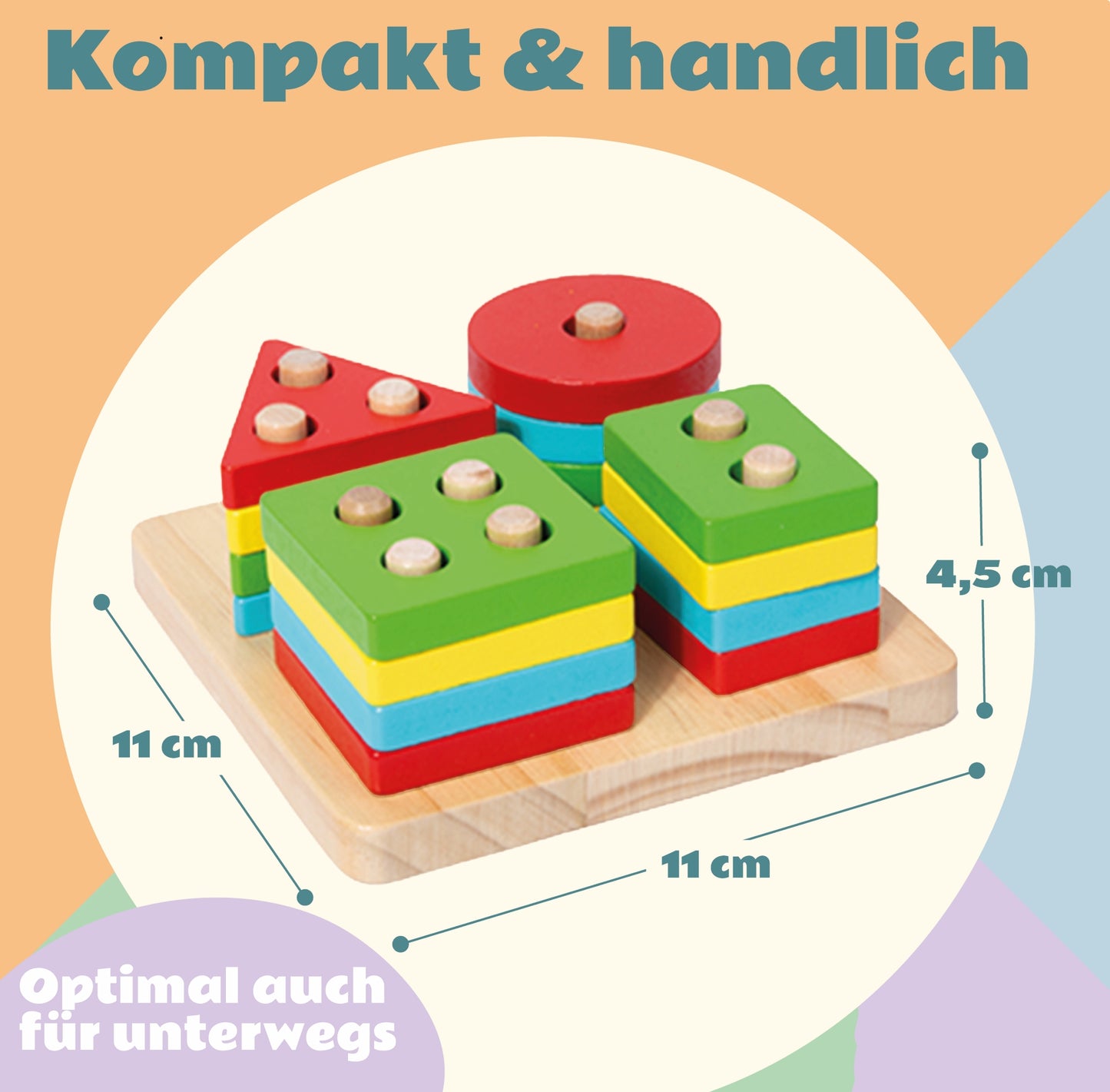 Holzspielzeug Motorik Sortierspielzeug 11x11x5 cm
