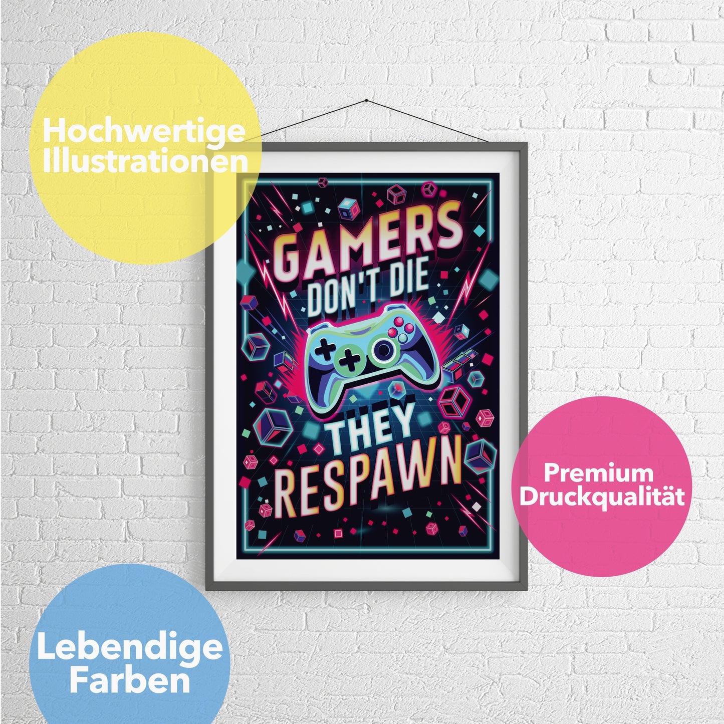 Poster für Gamer "Gamers Dont´t Die - They Respawn" 42 x 60 cm