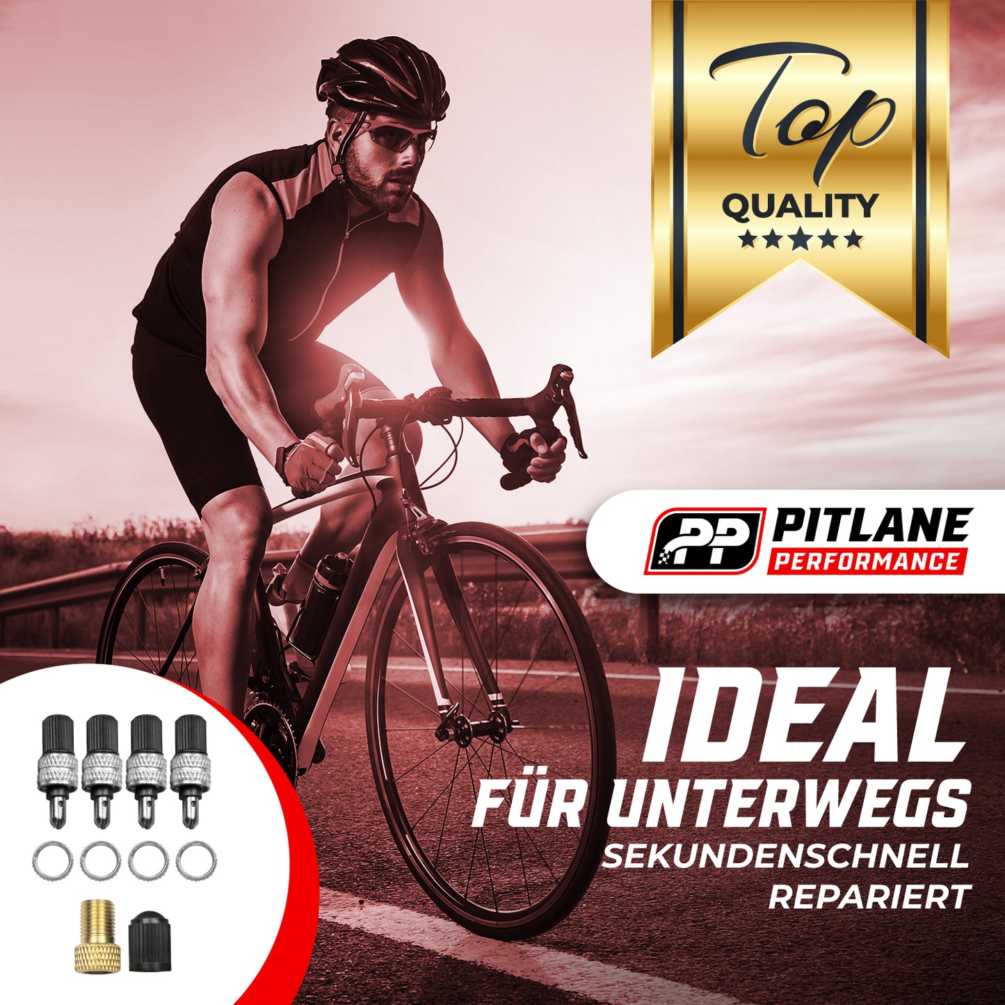 4er Set Dunlop Fahrradventil inkl. Kappe & Schrader Adapter 18 teiliges Reperaturset