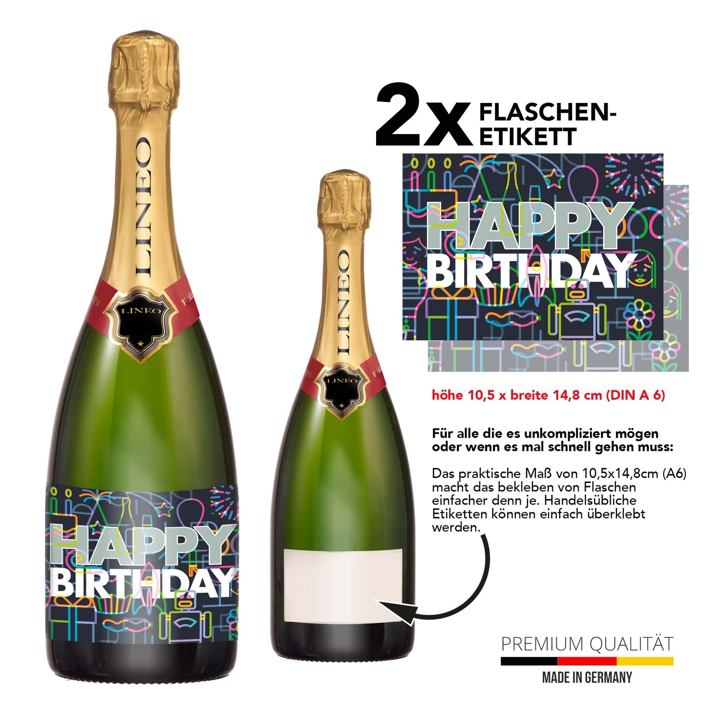 Geburtstag Flaschenetiketten Happy Birthday 2er Set