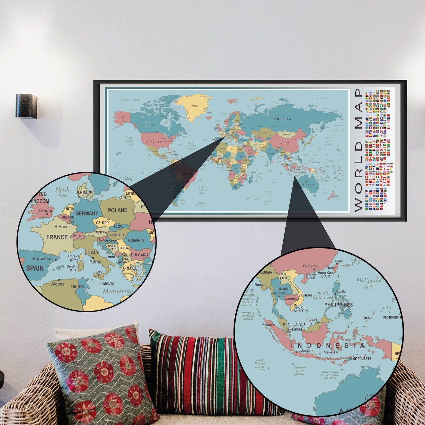 Poster Weltkarte Politisch 100x44 cm