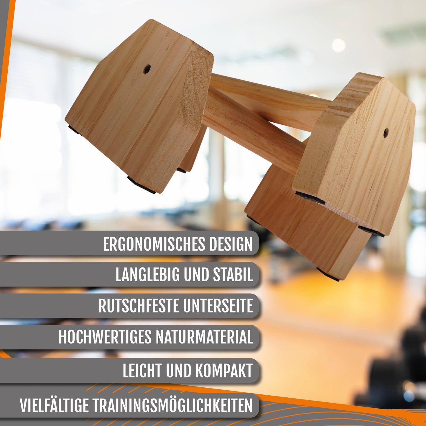 Liegestützgriffe aus Holz; 2er Set