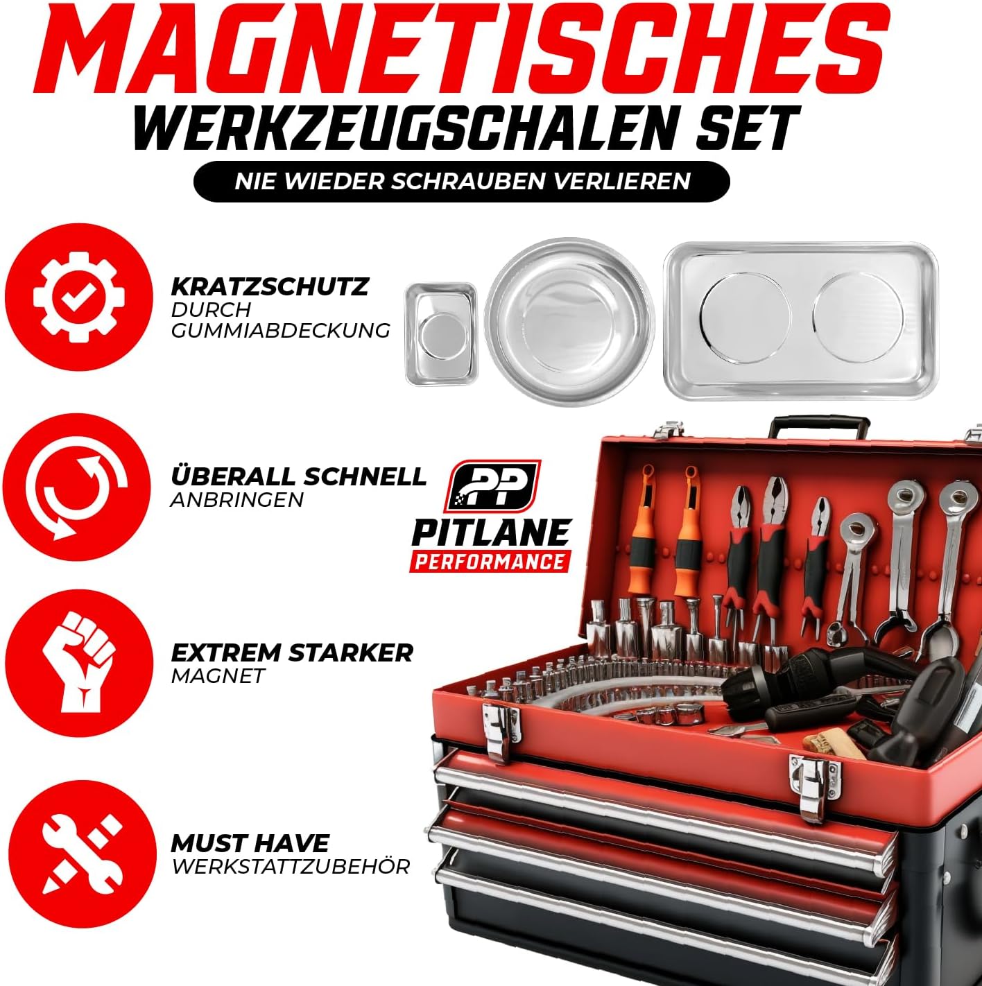 Magnet Schraubenschalen Edelstahl 3er Set
