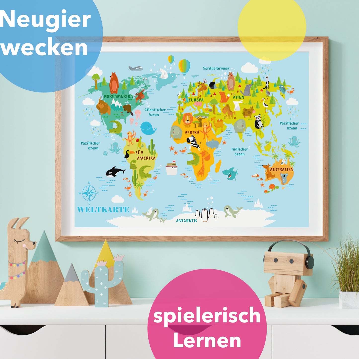 Poster: Weltkarte für Kinder; Größe: 59,4 x 42 cm