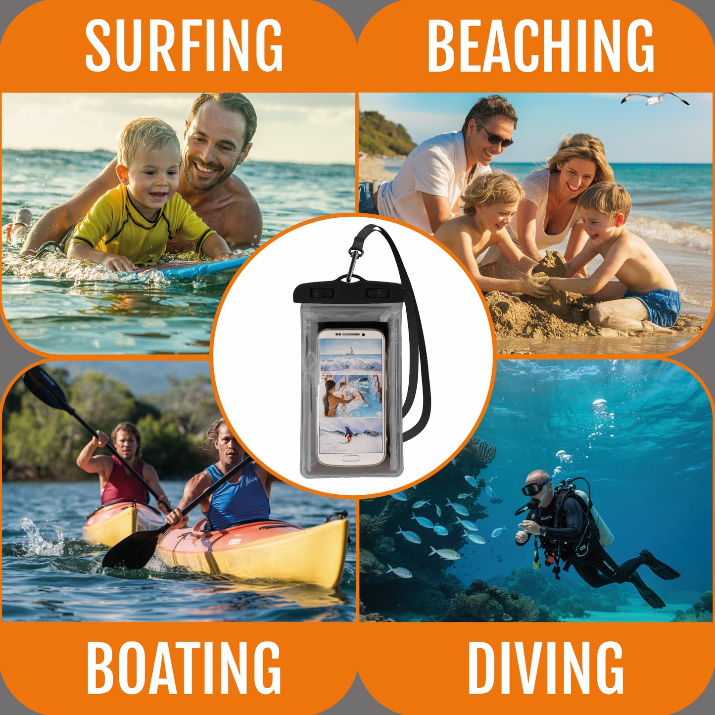Active Peak 2er Set wasserdichte Smartphonetasche; Schwarz