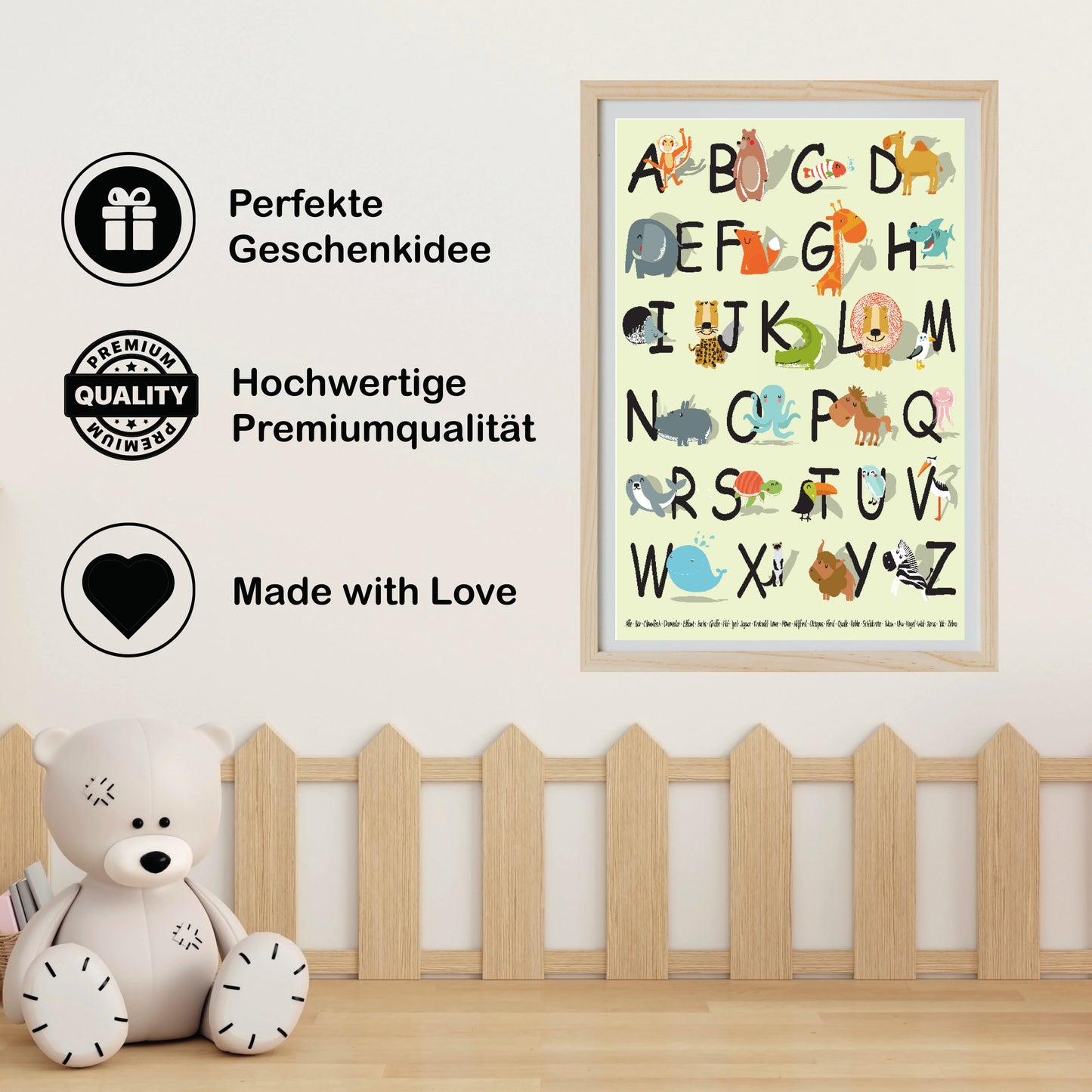 Poster: Tier ABC für Kinder; Größe: 59,4 x 42 cm