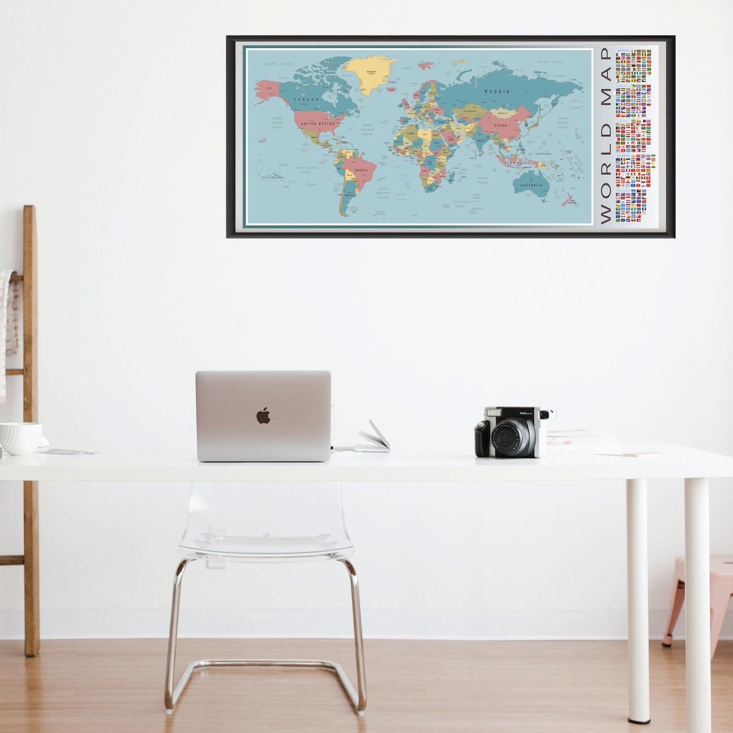 Poster: Weltkarte Politisch; Größe: 100x44 cm