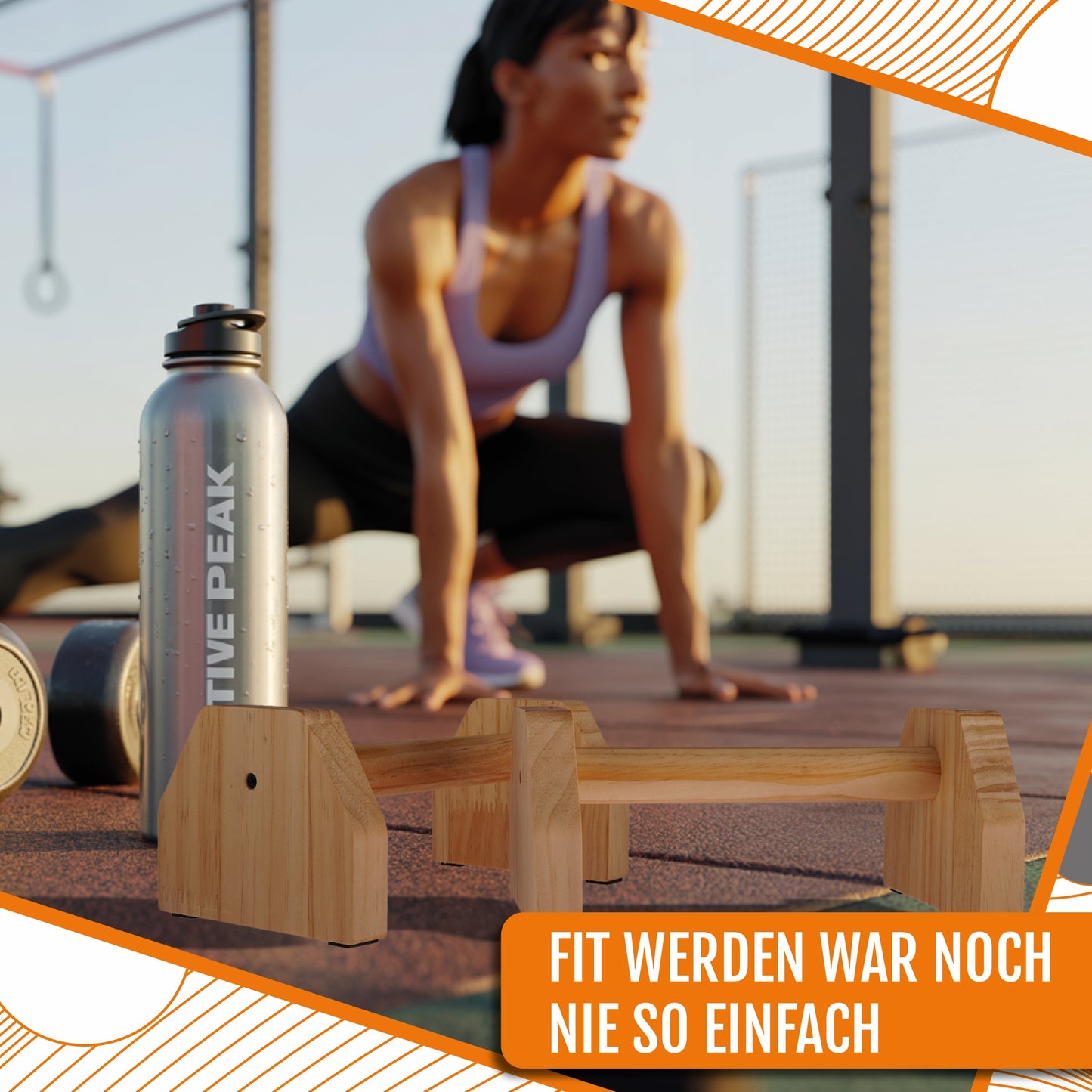 Liegestützgriffe aus Holz; 2er Set