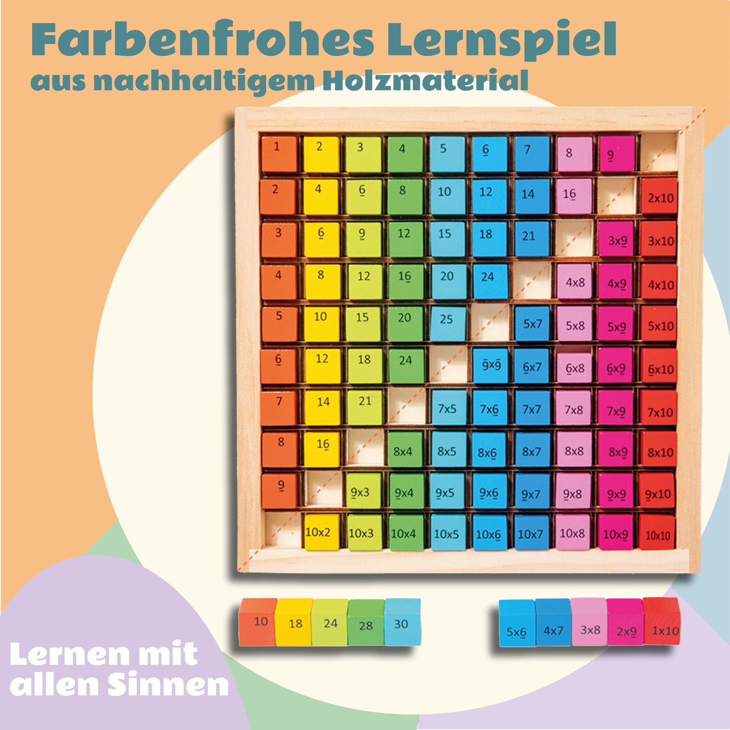 Multiplikationsbrett aus Holz