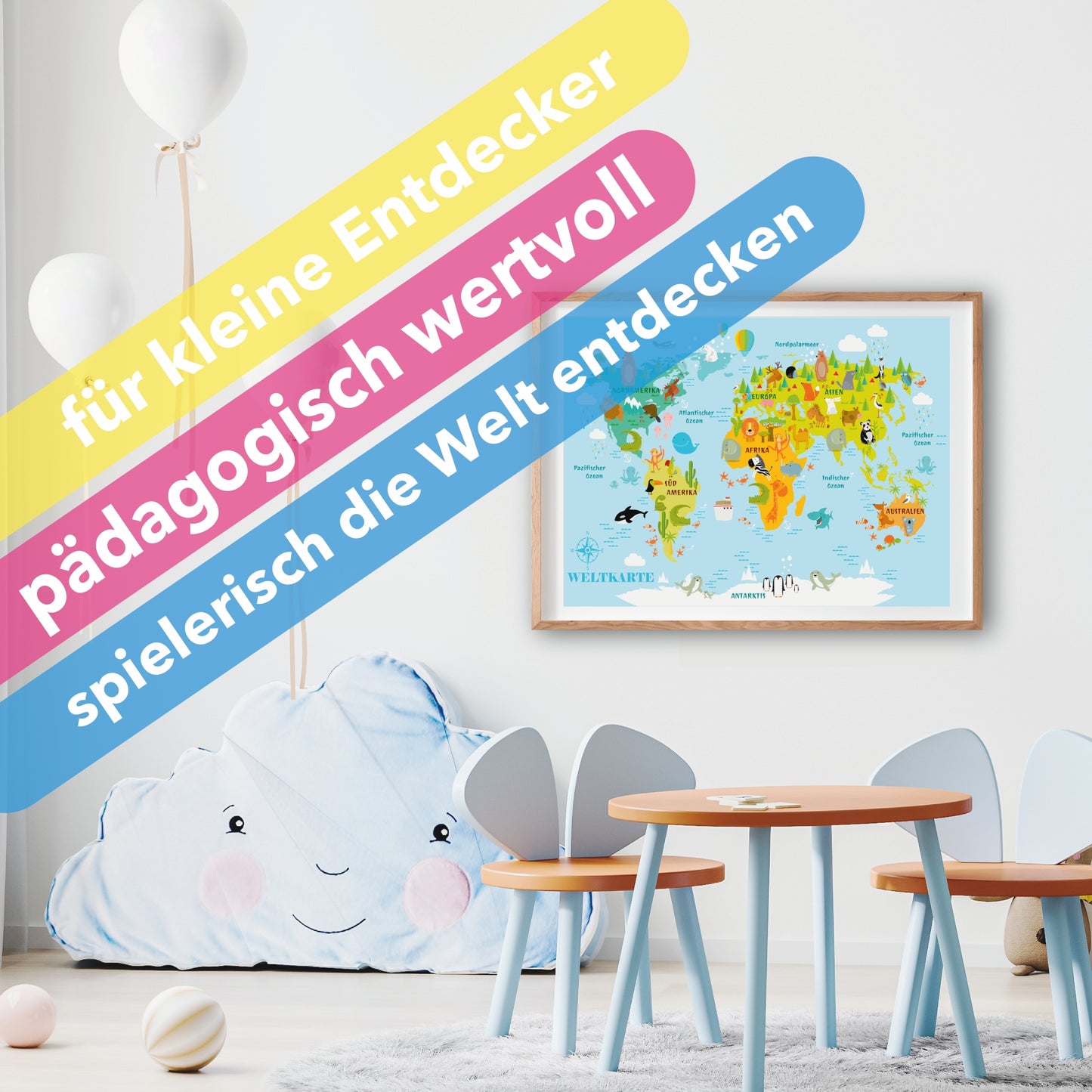 Poster: Weltkarte für Kinder; Größe: 59,4 x 42 cm