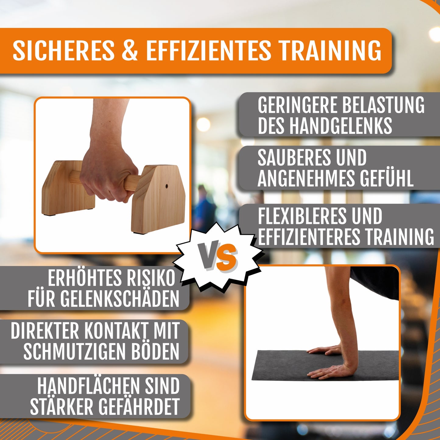 Liegestützgriffe aus Holz; 2er Set