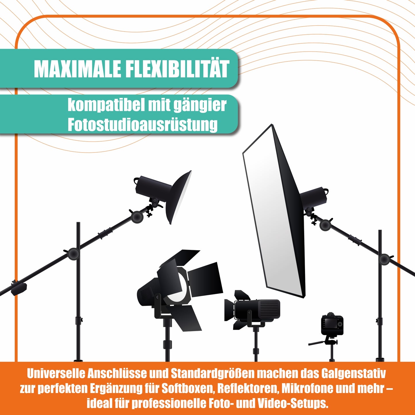 Galgenstativ Lichtstativ aus Edelstahl 96-260 cm