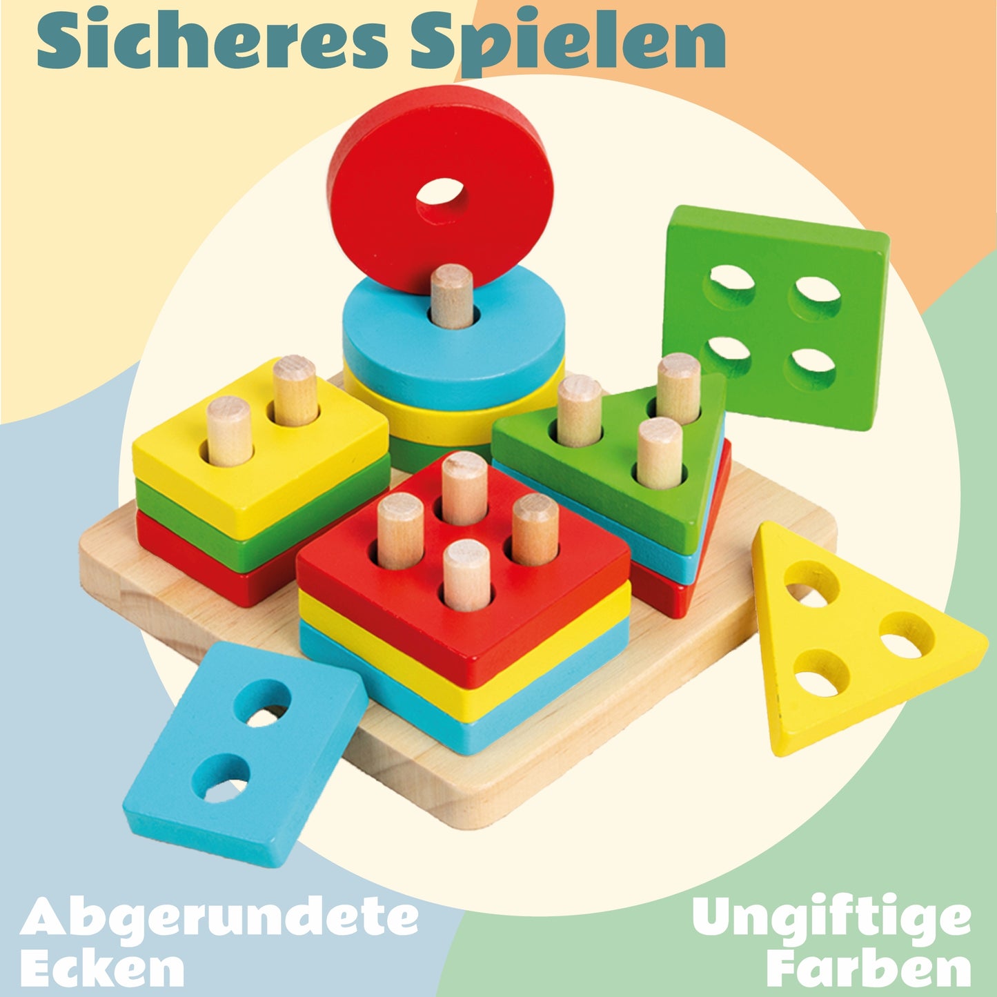 Holzspielzeug Motorik Sortierspielzeug 11x11x5 cm