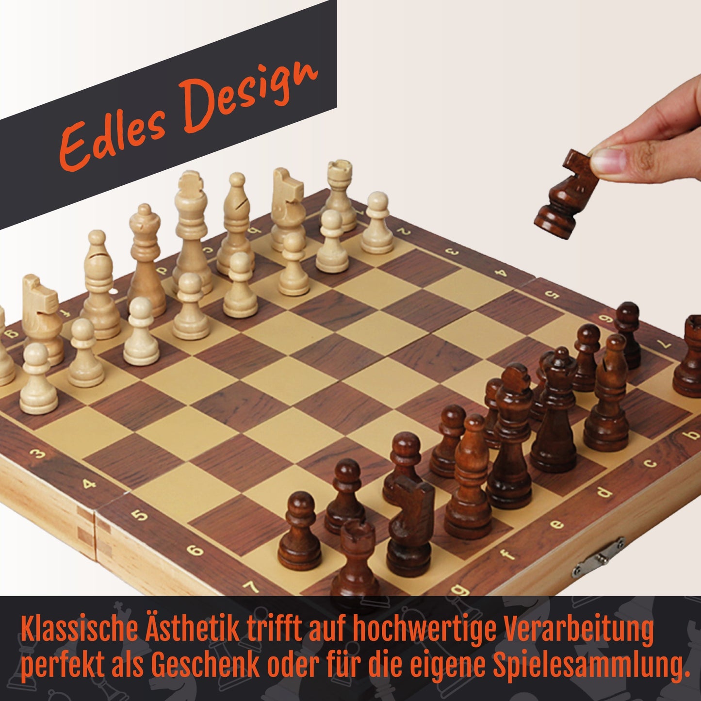 Schachbrett mit Figuren Magnetisch & Klappbar; 29x29 cm