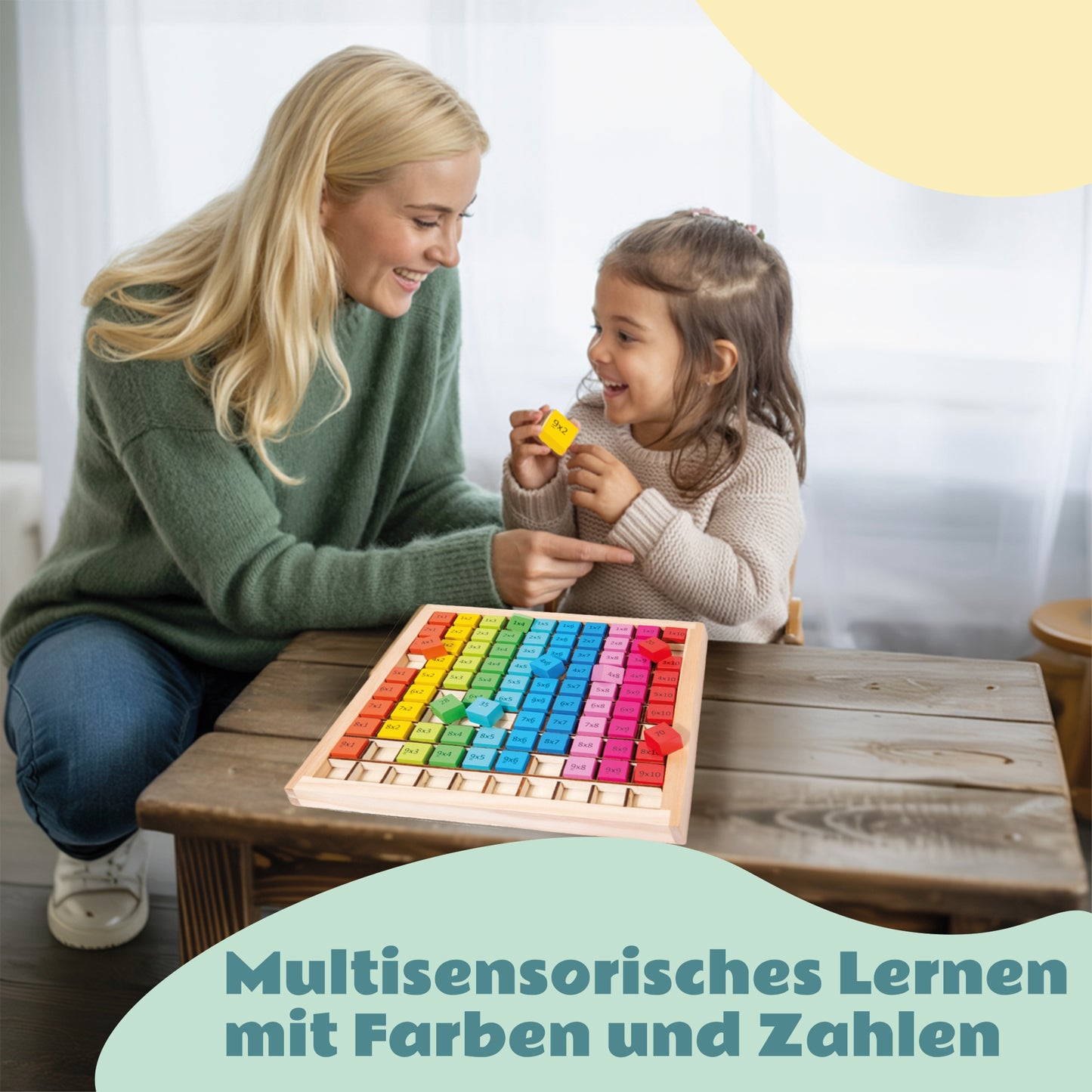 Multiplikationsbrett aus Holz