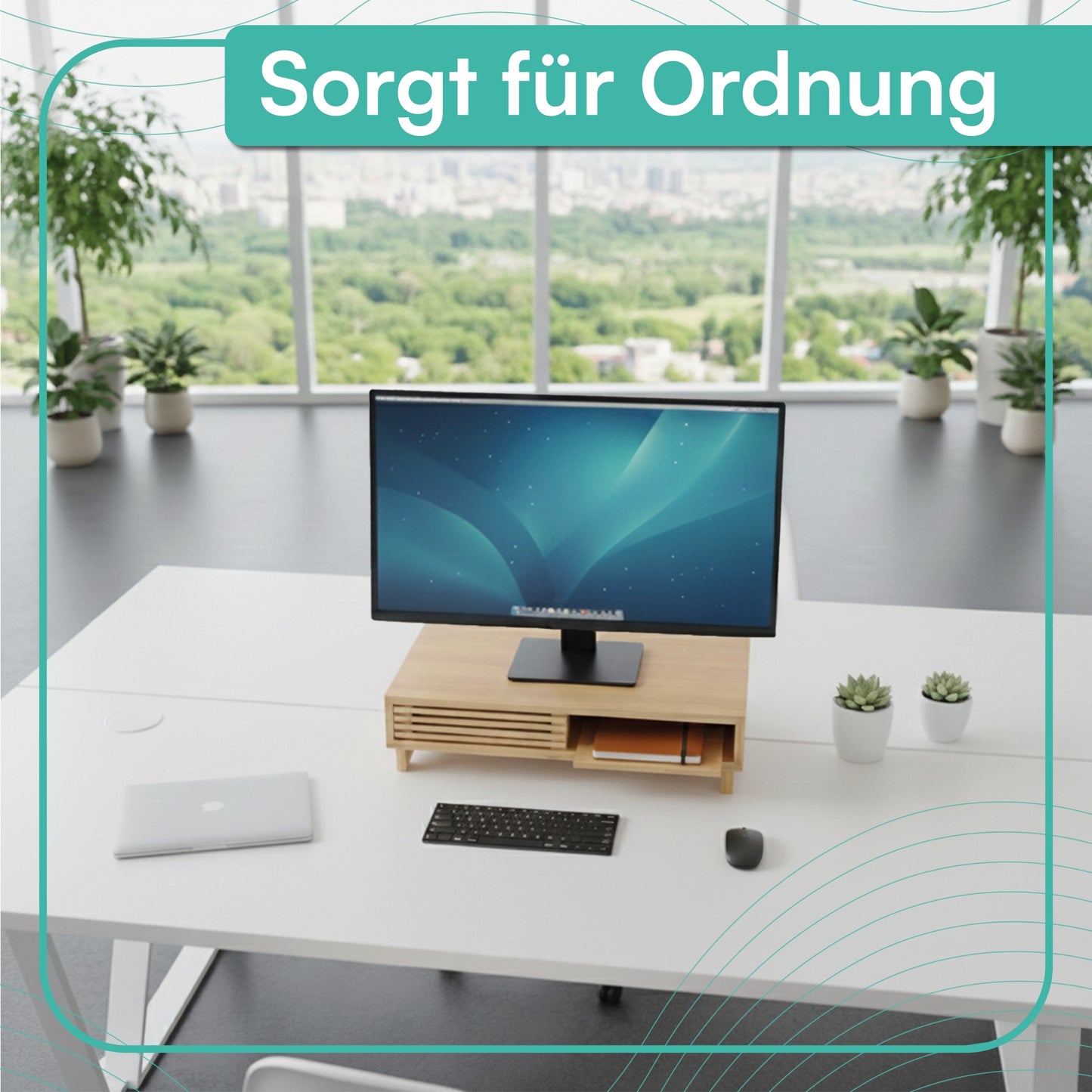 Monitorständer mit Schiebefach 42 x 24 x 10,5 cm