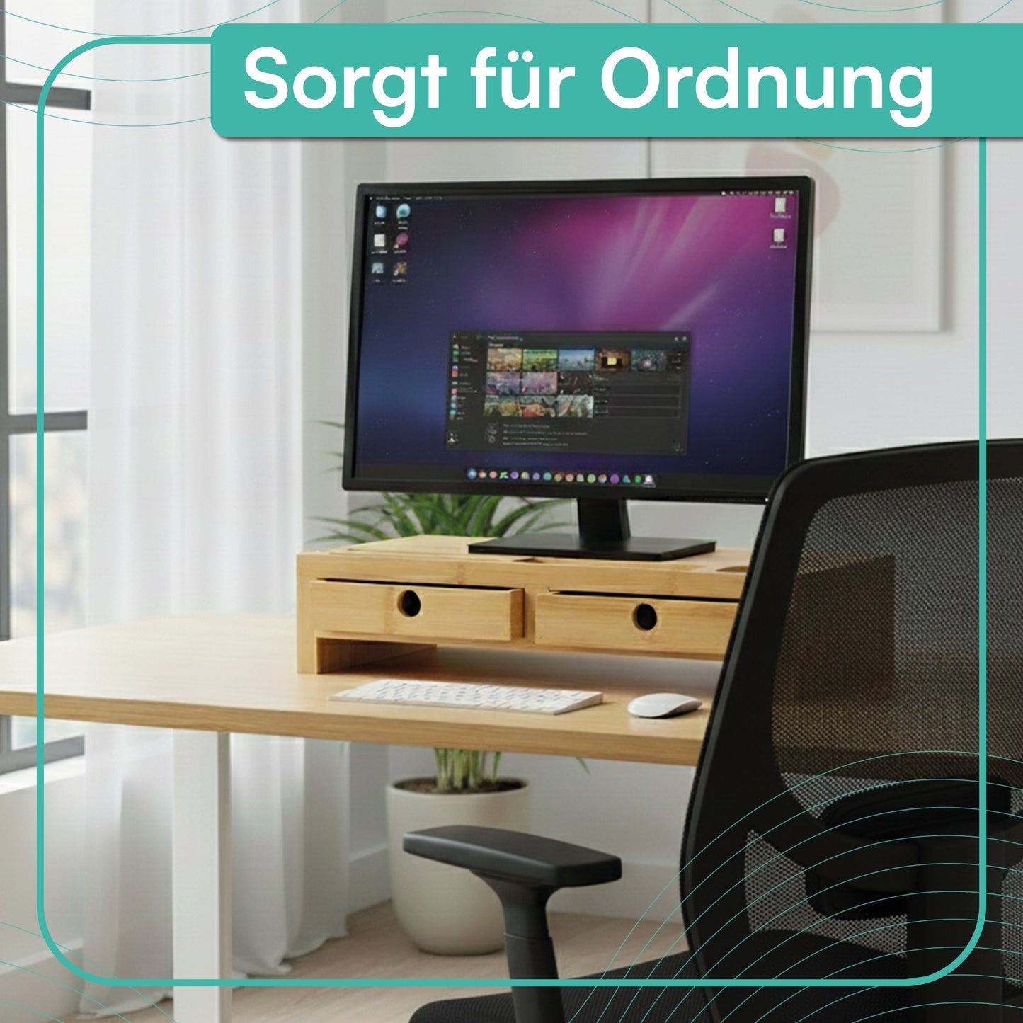 Monitorständer mit zwei Schubladen 42 x 24 x 10,5 cm