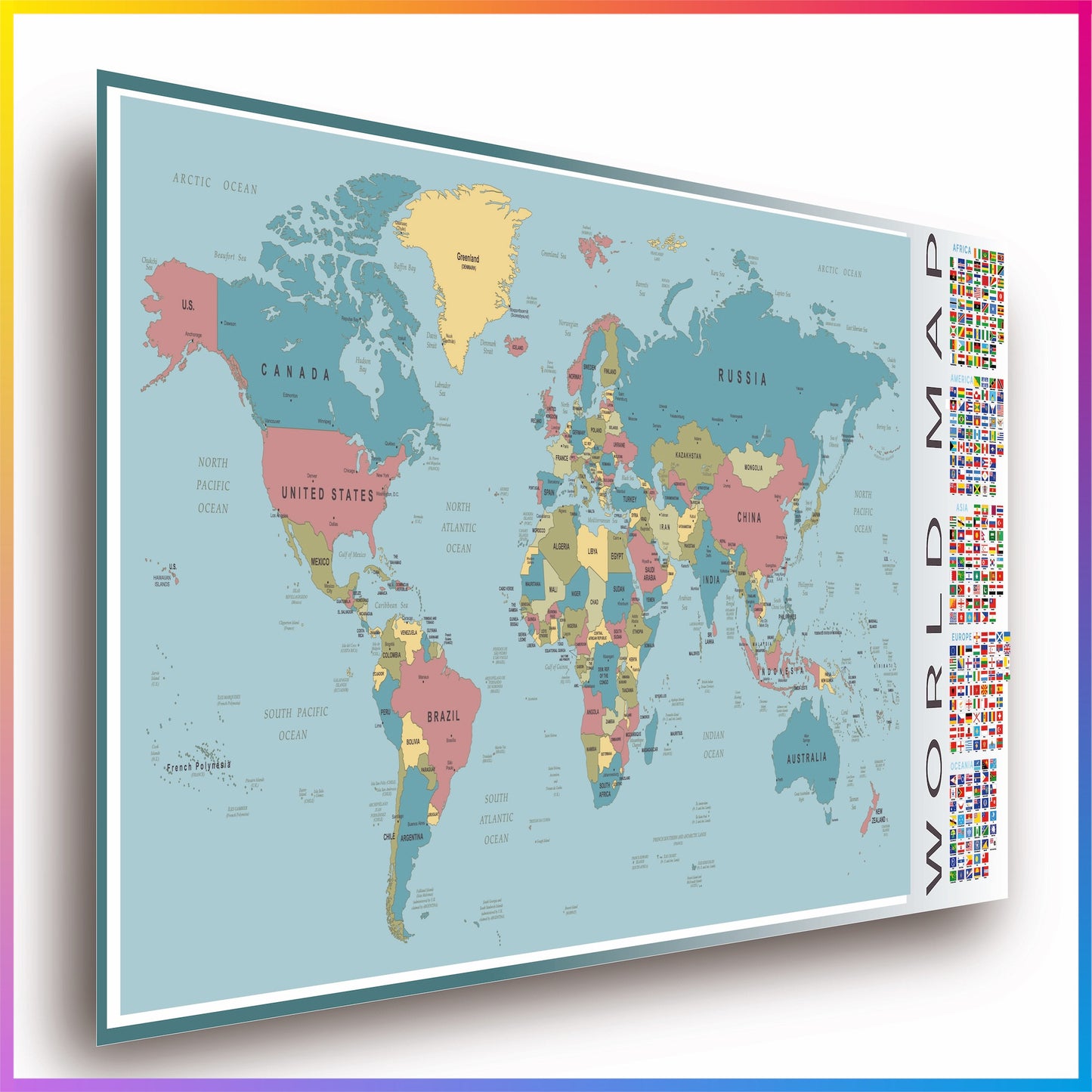 Poster: Weltkarte Politisch; Größe: 100x44 cm