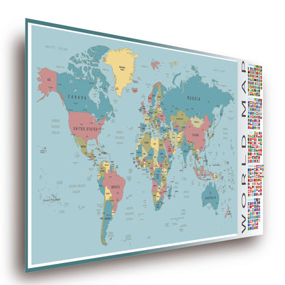 Poster Weltkarte Politisch 100x44 cm
