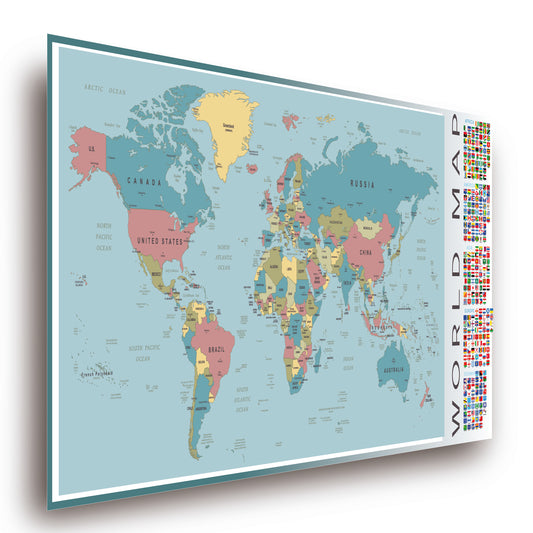 Poster Weltkarte Politisch 100x44 cm