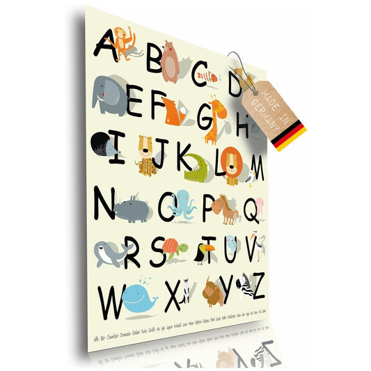 Poster: Tier ABC für Kinder; Größe: 59,4 x 42 cm