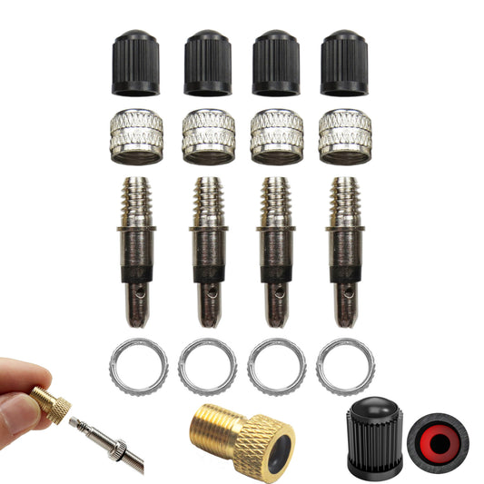 4er Set Dunlop Fahrradventil inkl. Kappe & Schrader Adapter 18 teiliges Reperaturset