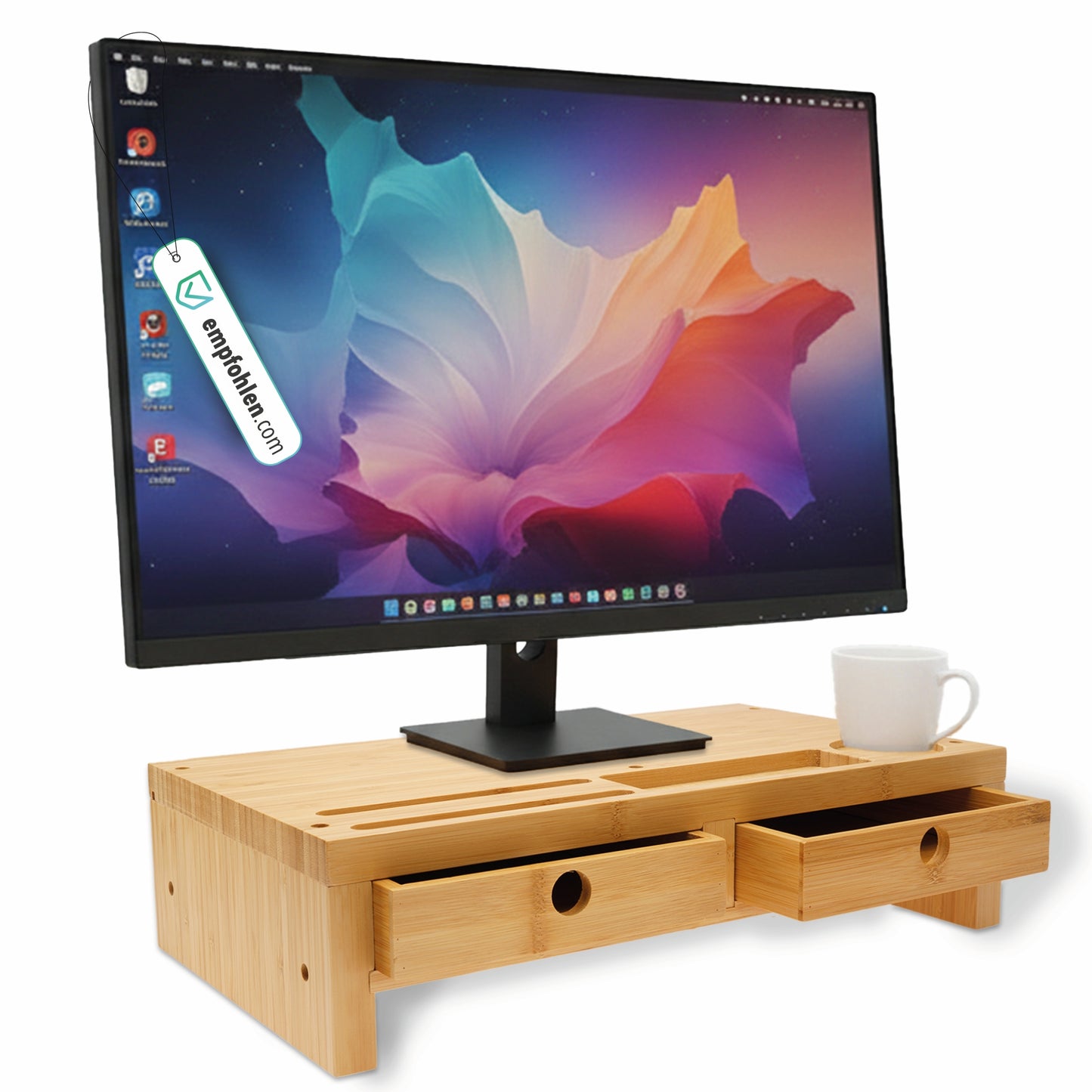 Monitorständer mit zwei Schubladen 42 x 24 x 10,5 cm