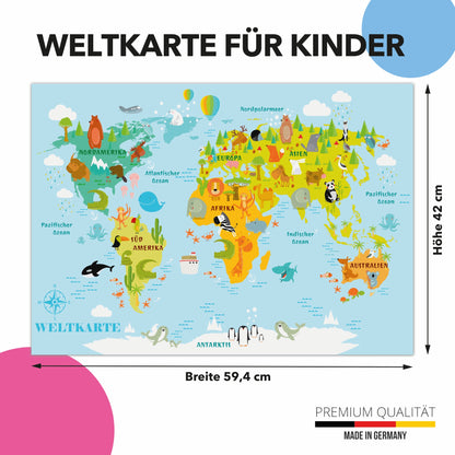 Poster: Weltkarte für Kinder; Größe: 59,4 x 42 cm