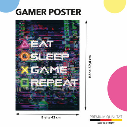 Gamer Poster "Eat-Sleep-Game-Repeat" 42 x 60 cm