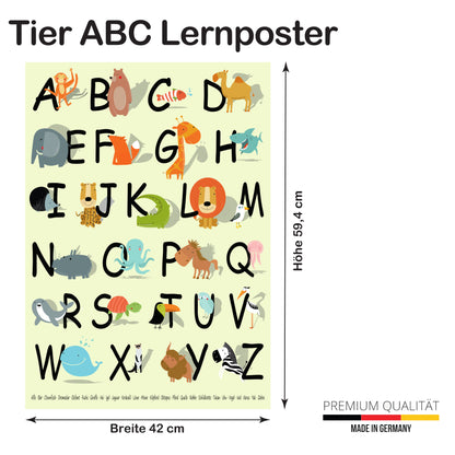 Poster: Tier ABC für Kinder; Größe: 59,4 x 42 cm