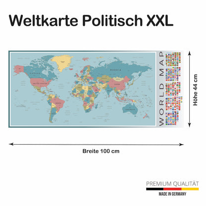 Poster Weltkarte Politisch 100x44 cm