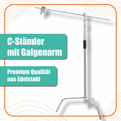 Galgenstativ Lichtstativ aus Edelstahl 96-260 cm