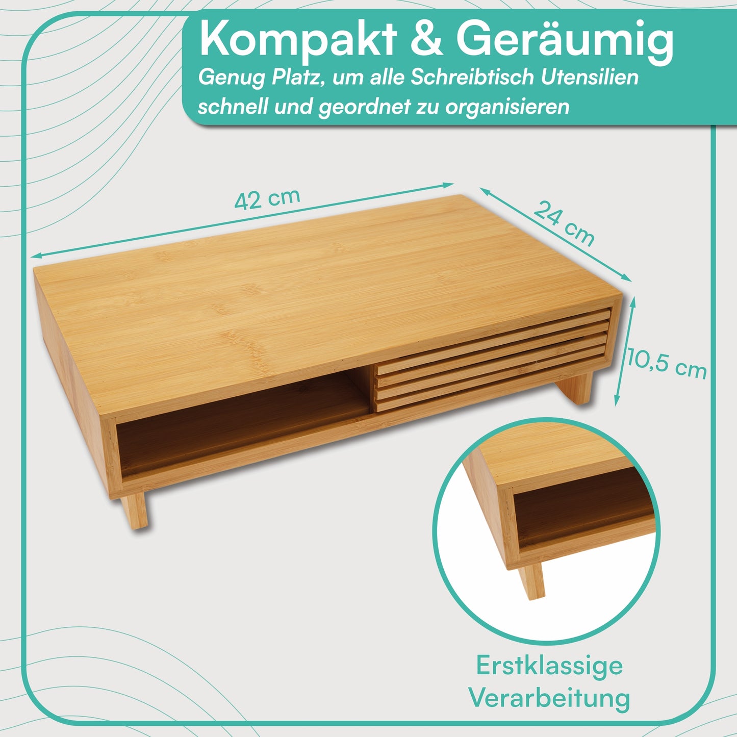 Monitorständer mit Schiebefach 42 x 24 x 10,5 cm