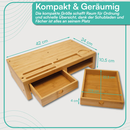 Monitorständer mit zwei Schubladen 42 x 24 x 10,5 cm