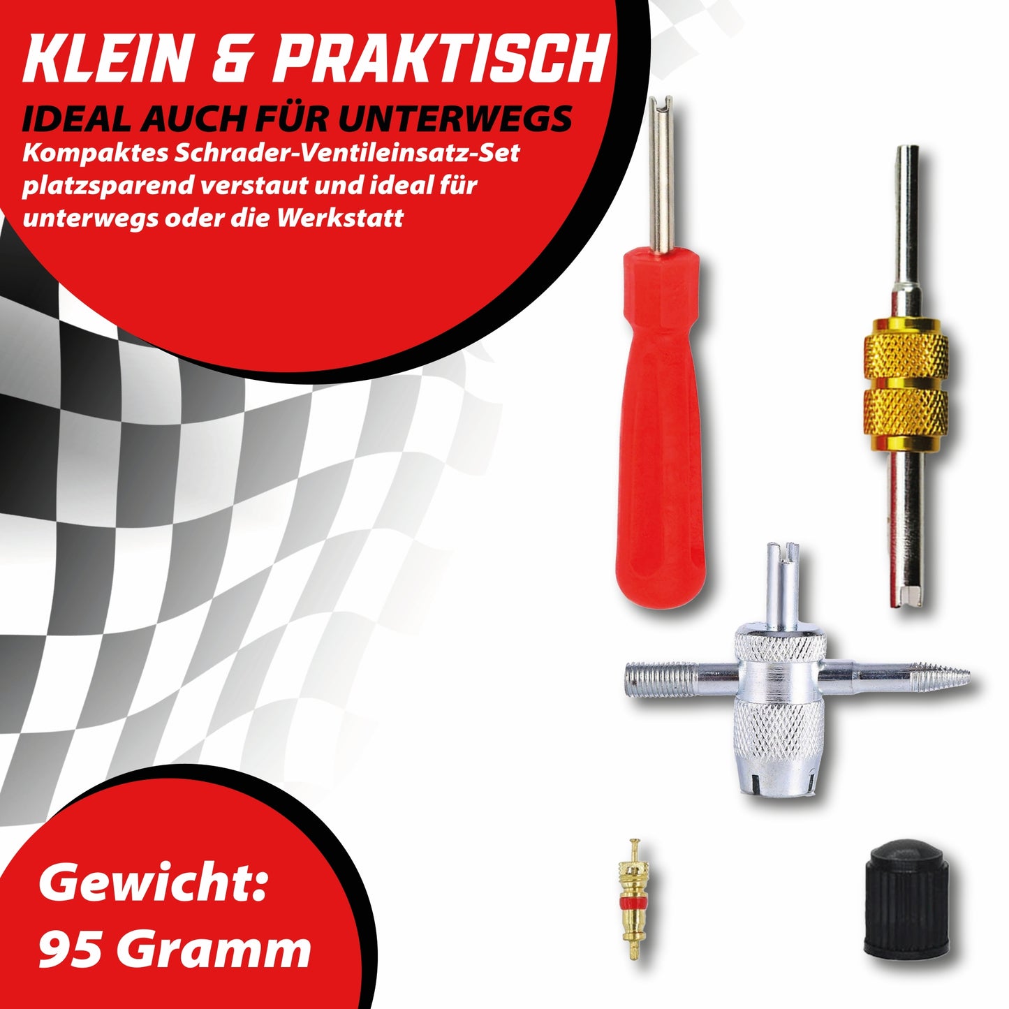 Schrader Ventileinsätze Set 33-teilig