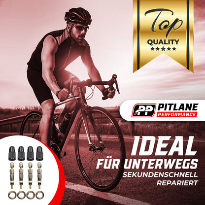 Presta Fahrradventil 4er Set inkl. Kappe & Schrader Adapter 18 teiliges Reperaturset