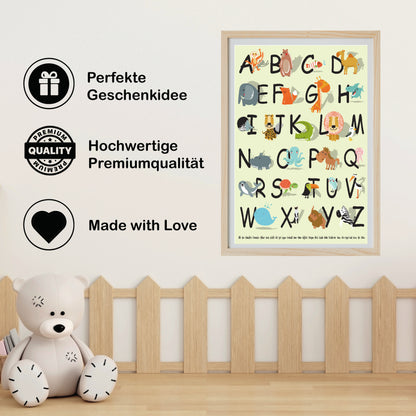 Poster: Tier ABC für Kinder; Größe: 59,4 x 42 cm