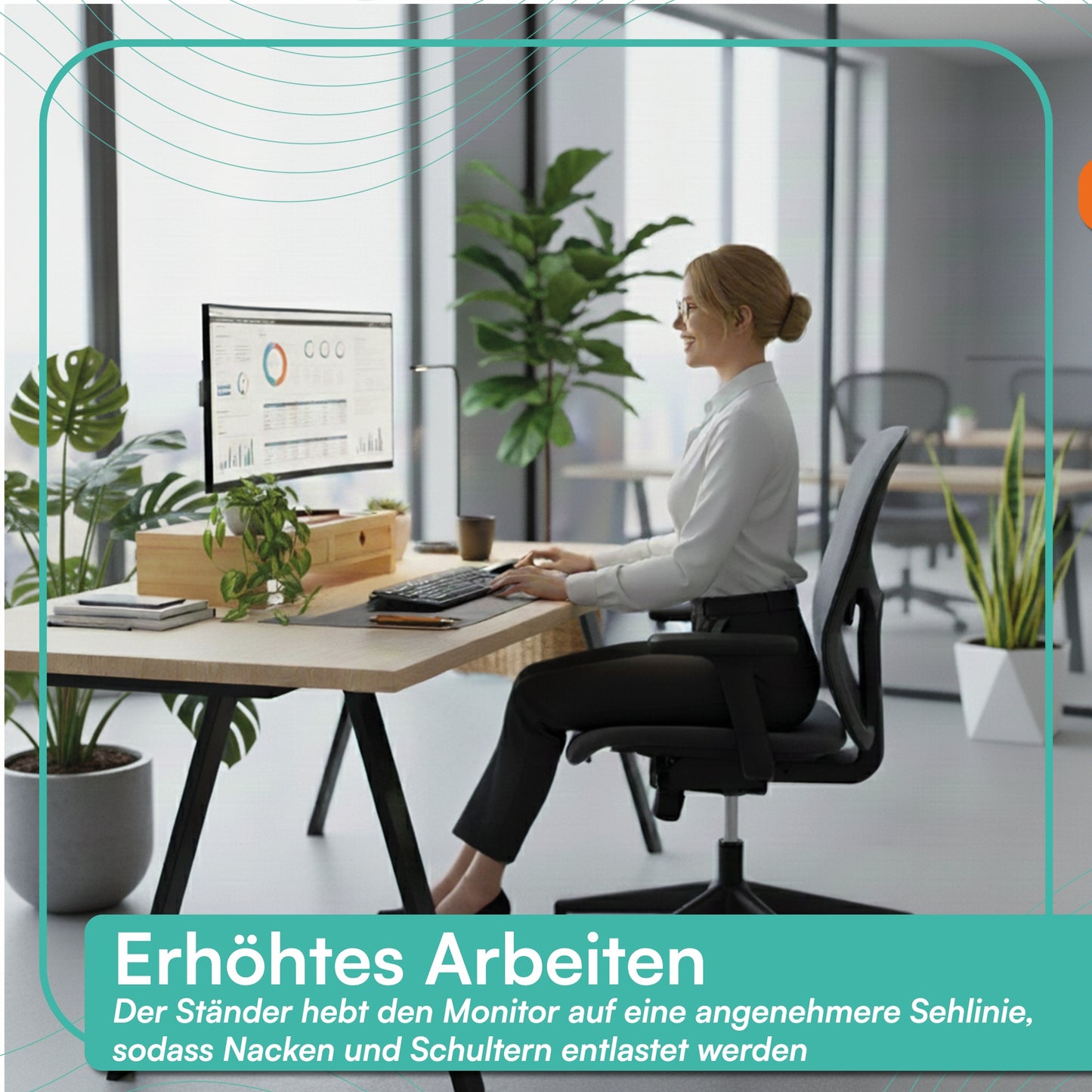 Monitorständer mit zwei Schubladen 42 x 24 x 10,5 cm