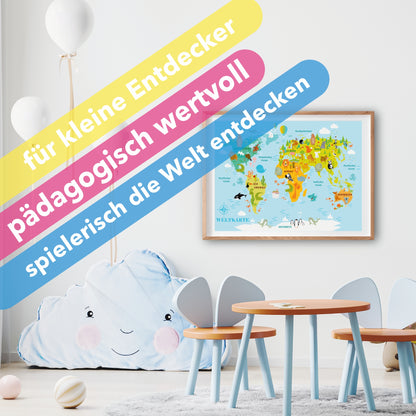 Poster: Weltkarte für Kinder; Größe: 59,4 x 42 cm
