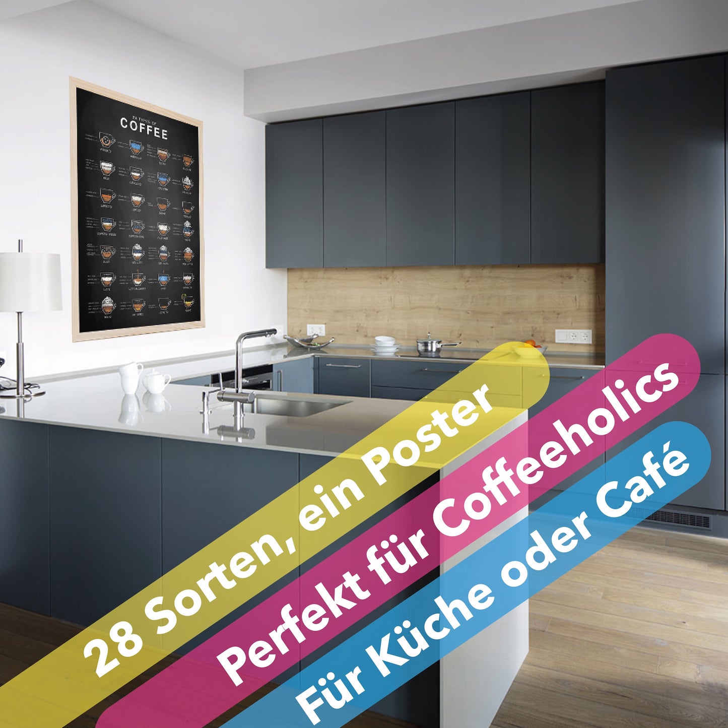 Lineo® Poster 28 types of coffee Kaffeeposter für Liebhaber